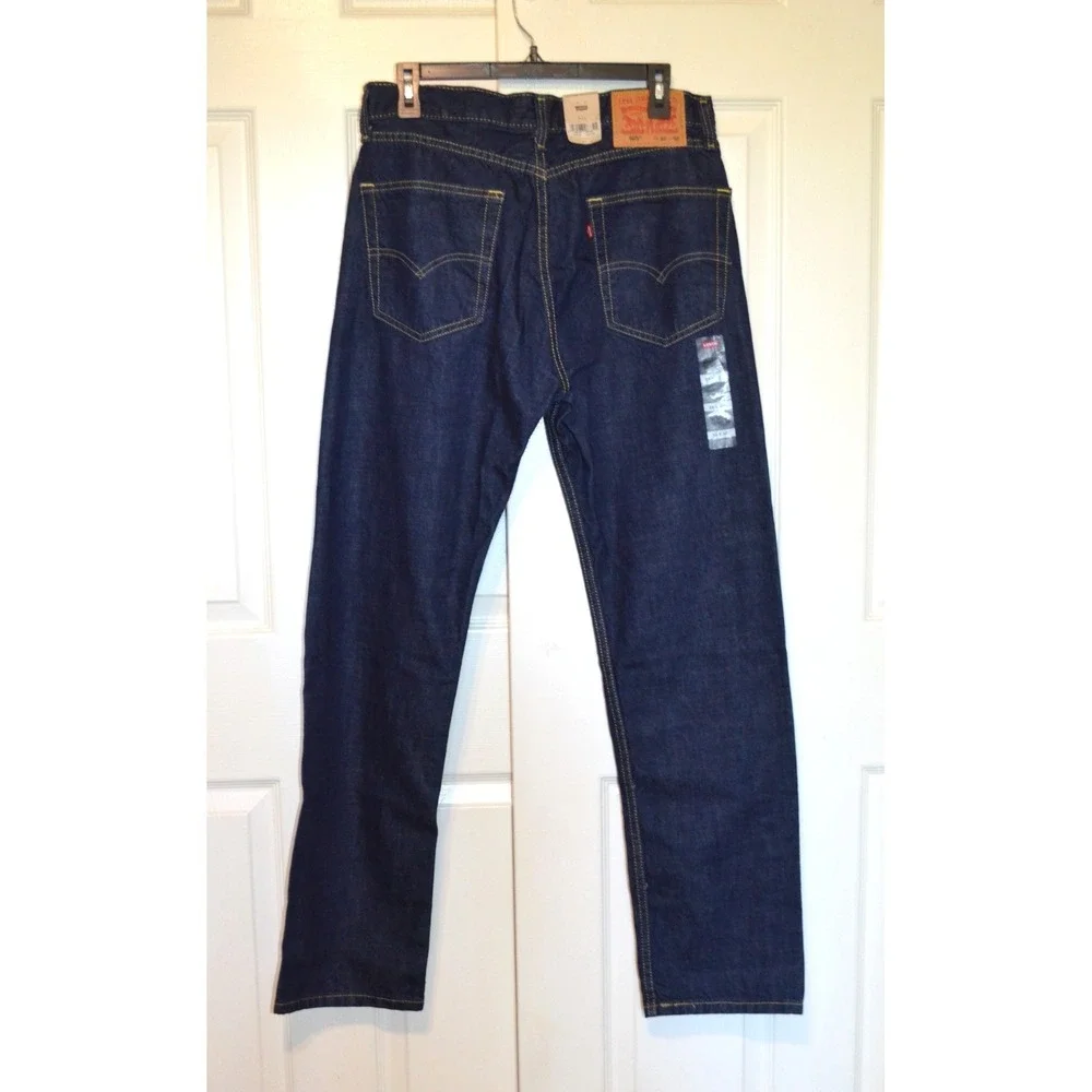 Levi's  505 Denim Blue Jeans Men's 33 x 32 (fits 32x31) Dark Wash Nwts Irregular